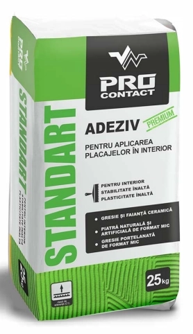 Adeziv pentru gresie si faiantă, plăci ceramice si portelanate de format mic, de interior PROCONTACT STANDART 25 kg