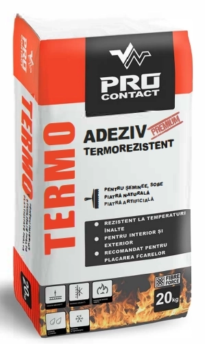 Adeziv termorezistent, pentru plăci ceramice şi portelanate, piatră naturală si artificială pentru interior si exterior PROCONTACT TERMO 17 kg