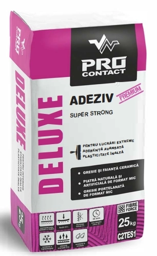 Adeziv special pentru plăci ceramice si portelanate, piatră naturală si artificială, pentru interior si exterior PROCONTACT DELUXE 25 kg