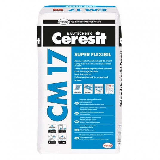 Клей для плитки высокоэластичный Ceresit CM 17 SUPER FLEXIBIL 25кг