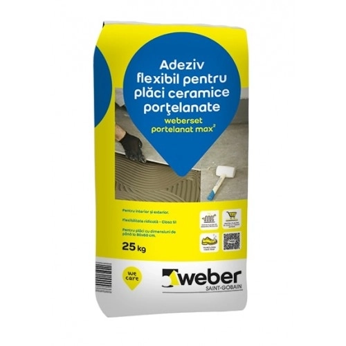 Adeziv pentru gresie si faianta Weberset portelanat max², 25kg