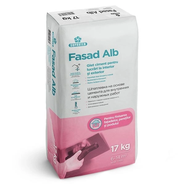 Glet pe baza de ciment Fasad Alb 17kg