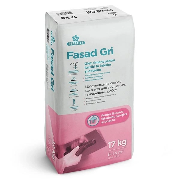 Glet pe baza de ciment Fasad Gri 17kg