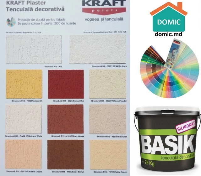 Декоративная силиконовая штукатурка KRAFT Basik R15 (короед), 25 кг
