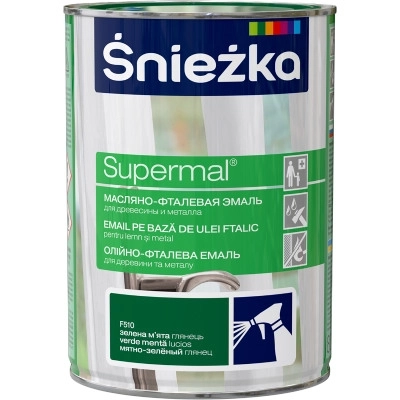 Краска масляно-фталевая эмаль SNIEZKA Supermal зеленая мята 0.8л