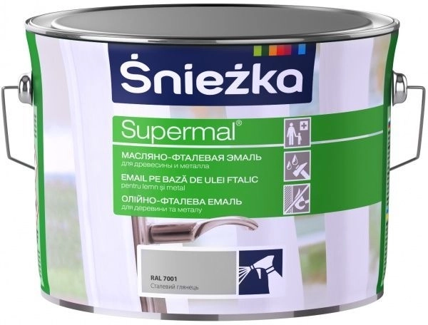 Краска масляно-фталевая эмаль SNIEZKA Supermal стальной 2.5л