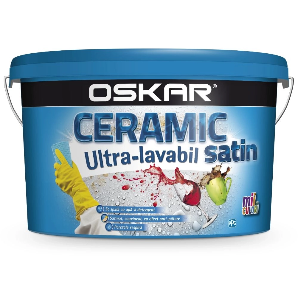 Ультрамоющаяся краска Oskar ceramic satinat, 8.5л